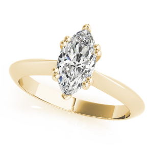 Margaret Natural Yellow Gold Double Prong Solitaire Diamond Ring