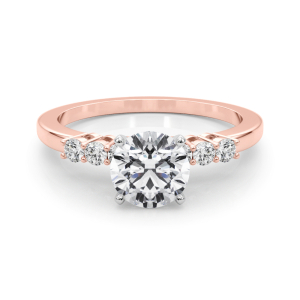Belca Lab-Created Diamond Rose Gold 4 Prong Side Stone Engagement Ring