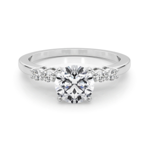 Belca Lab-Created Diamond Round cut 4 Prong  Side Stone Engagement Ring