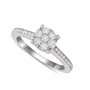 0.24 Carat Round Cut Diamond Cluster Ring