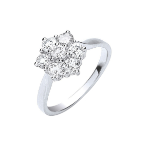 Round Cut Diamond 6 Claw and 5 Claw Setting Cluster Ring