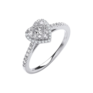 0.63 Carat Round Cut Diamond Heart Shape Cluster Ring