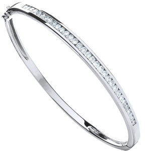 1.00 Carat Elegant Natural Round Cut Diamonds Channel Set Bangle