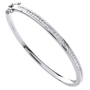 1.00 Carat Natural Round Cut Classic Diamonds Channel Set Bangle