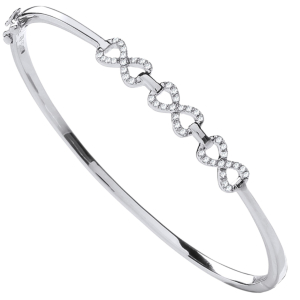 0.15 Carat Natural Round Cut Diamonds Triple Infinity Bangle