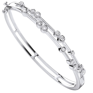 1.00 Carat Natural Round Cut Diamonds Fancy Bubble Style Bangle