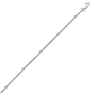 0.25 Carat 7 Inch Natural Round Diamonds Rubover Set Chain Bracelet