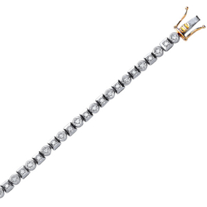 0.50 Carat 7 Inch Natural Round Diamonds Rubover Set Fancy Tennis Bracelet