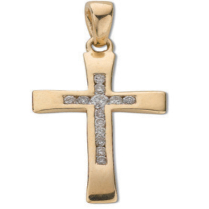 0.15 - 0.40 Carat Natural Round Cut Cross Pendant with Channel Setting in 9k Gold