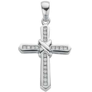 0.25 Carat Natural Round Cut Diamond Fancy Cross Pendant