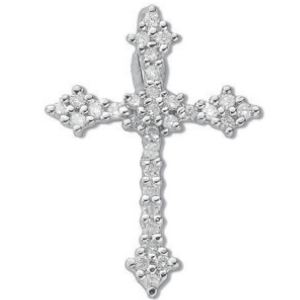 0.25 Carat Natural Round Cut Diamonds Cross Pendant with Cluster Set in 9k Gold