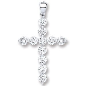 0.30 - 0.75 Carat Natural Round Cut Diamond Cross Pendant in Claw Setting