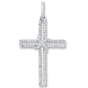 0.25 Carat Stylish Cross Pendant With Round Diamond