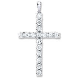 0.40 - 1.75 Carat Natural Round Diamond Cross Pendant with 4 Claw Setting