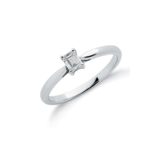 0.25 carat Emerald Cut Natural Diamond Engagement Ring in 18ct Gold and Platinum