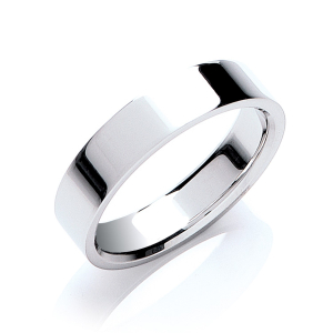 Mens Classic Flat Court Shaped Plain Wedding Rings