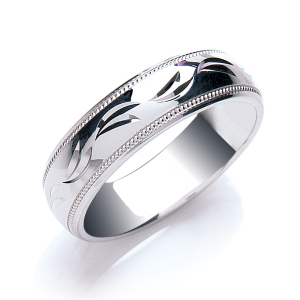 6mm Court Shape Mill Grain Edge and D/C Design Wedding band