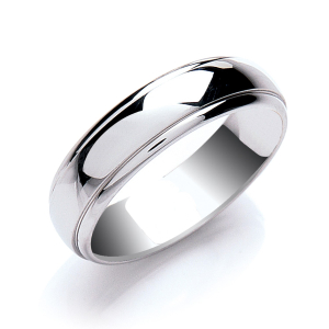 6mm Court Shape Track Edges Polished Finish Wedding Band