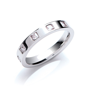 3mm 0.40 Carat Natural Round Cut Diamond Flat Court Shape Wedding Band
