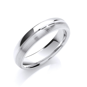 5mm Court Shape Matt and Polished Finish Groove Wedding Band