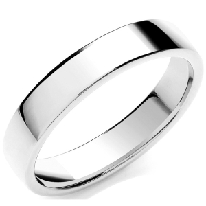 Womens Premium Soft Court Shaped Plain Wedding Rings in Platinum