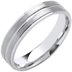 5mm Flat Court Shape Track Edges and Centre Wedding Band