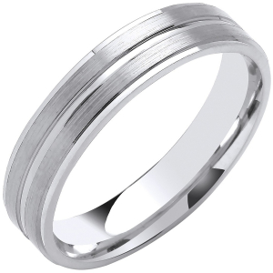 5mm Flat Court Shape Track Edges and Centre Wedding Band