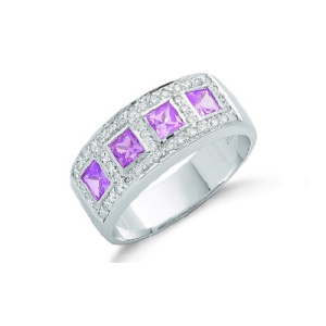 1.00 Carat Princess Cut Pink Sapphire Stone and Natural Round cut Diamond Ring 9k Gold  