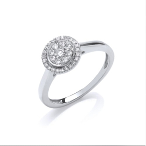 Natural Round Brilliant Cut Diamond Pave-set Cluster Gold Ring 