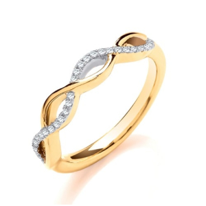 Natural Round cut Diamond Claw-set Entwined Half Eternity Ring Gold  