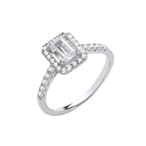 0.60 Ct G/VS Natural Round Diamond Emerald Cut Ring Avialable in 18K Gold and Platinum    