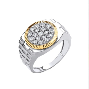 Natural Round Brilliant Cut Diamond Claw-set Mens Ring 9k Gold