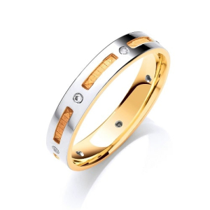 Natural Round Cut Diamond Bezel-set Wedding Band Mens Gold/Platinum Ring 