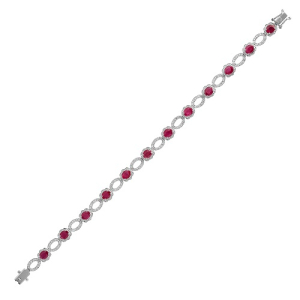 5.50 Carat Channel Setting Natural Round and Oval Diamond Ruby Bracelets