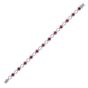 5.50 Carat Natural Round and Oval Diamond Ruby Bracelets