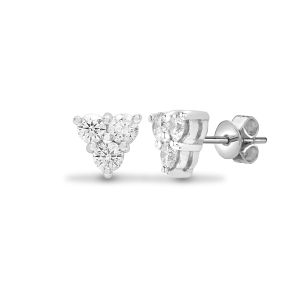 0.48 Carat Natural Round Cut Claw-set Diamonds Earrings