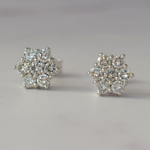 Best seller 4.50 G-SI1 Certified Diamond Daisy Cluster Earrings 18k White Gold