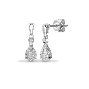 0.40 Carat Natural Round cut Diamond Pear Shape Drop Earrings