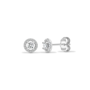 0.40 Carat Natural Round cut Diamond Cluster Earrings
