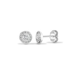 0.35 Carat Natural Round cut Diamond Bezel-set Cluster Earrings