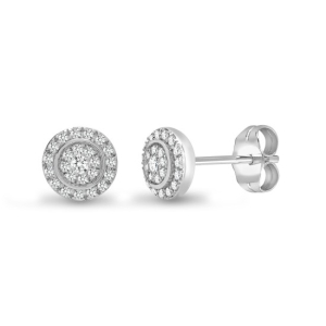 0.33 Carat Natural Round cut Diamond Claw-set Cluster Earrings