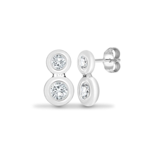 0.25 Carat Natural Round cut Diamond Bezel-set Drop Earrings