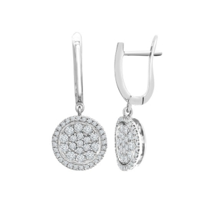 1.10 Carat Natural Round cut Diamond Circle Shaped Cluster Earrings