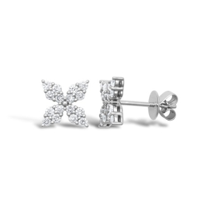 0.25-0.75 Carat Natural Round cut Diamond Claw-set Cluster Earrings