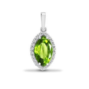 1.70 Carat Natural Round and Marquise Diamond Peridot Pendants