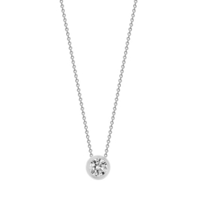 0.10-1.00 Carat Natural Round Cut Diamonds Threaded Bezel-Set Pendant With Chain 18K