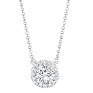 0.25-1.00 Carat Natural Round Cut Diamonds Claw-Set Halo Pendant With Chain 18K