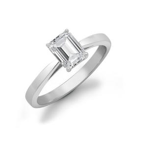 0.25-1.00 Carat Natural Emerald Cut Diamond Claw-set Engagement Ring 18k Gold