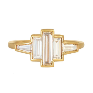 1.00 Carat F/VS Natural Baguette Cut Diamond Anniversary Ring 18K Gold