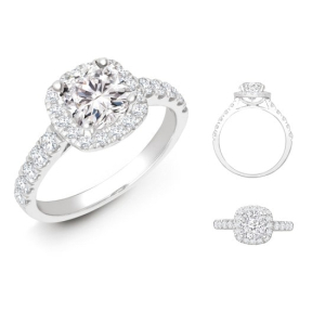 0.25-1.00 Carat Natural Round And Cushion Cut Diamond Micro-set Shoulder Engagement Ring 18k Gold